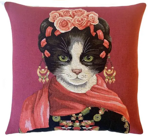 Kahlo Cat Pillow