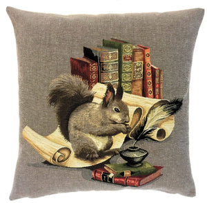Squirrel with Books Pillow