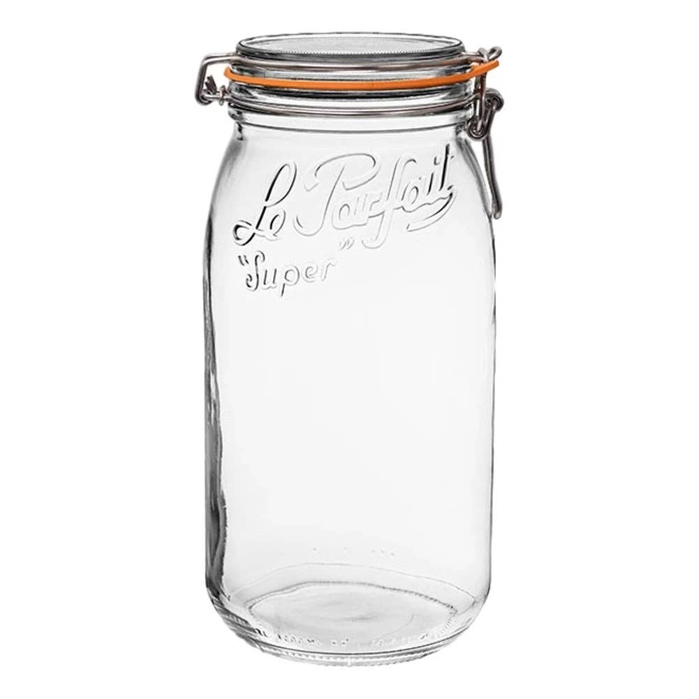 3L Rounded French Glass Storage Jar W Airtight Rubber Seal